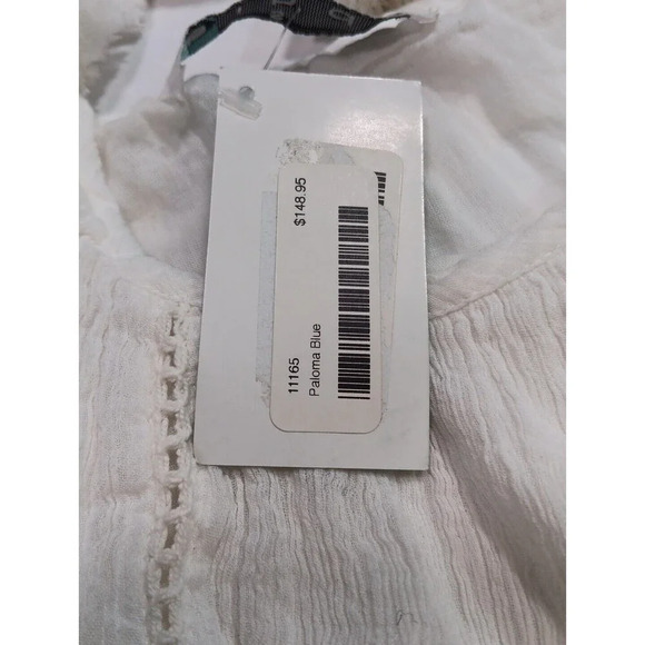 Bindu Boho Sundress Paloma Blue Tassel Tie Lined Tiered small white new - Picture 12 of 16